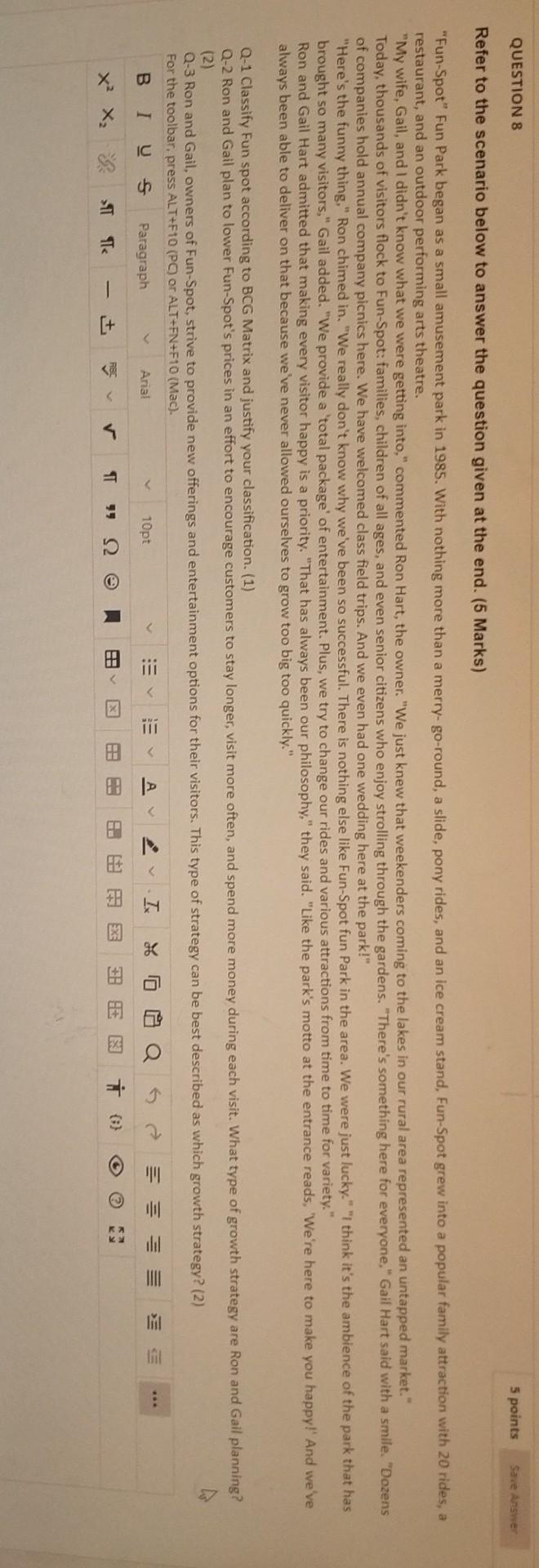 QUESTION 8 5 points Save Answer Refer to the