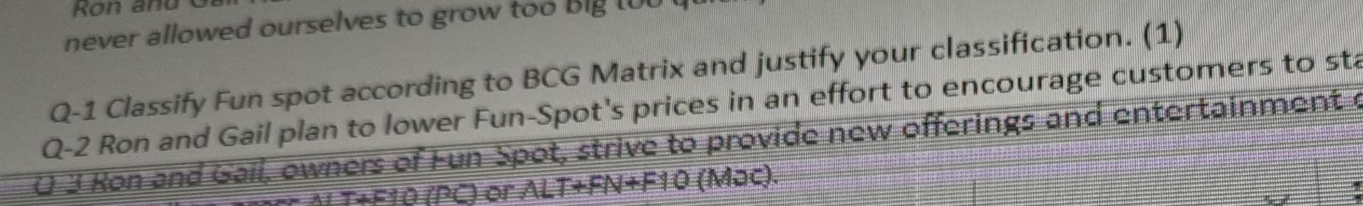 send answers fast please Case Study Fun-Spot Fun