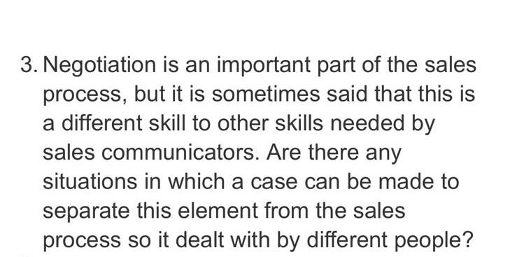 1. When preparing for sales, what elements are