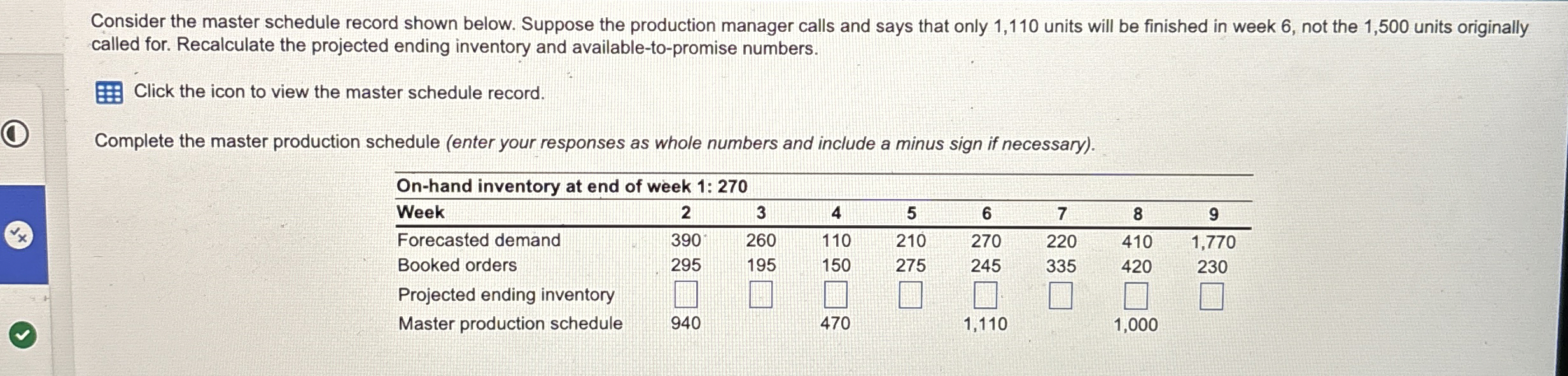 john leases Consider the master schedule record