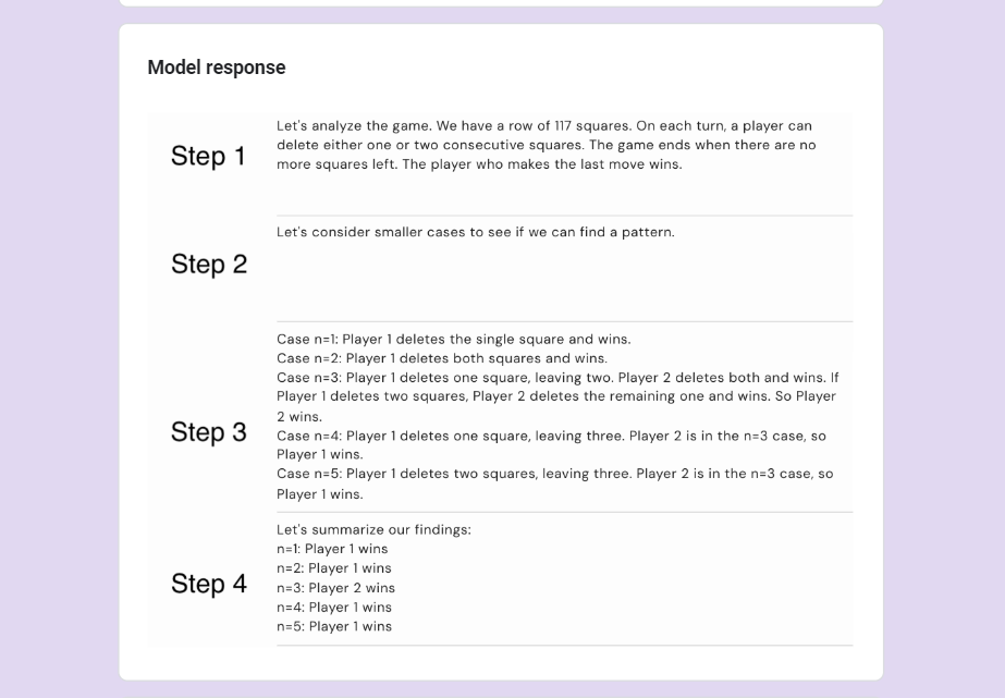Model response Step 1 Let's analyze the game. We