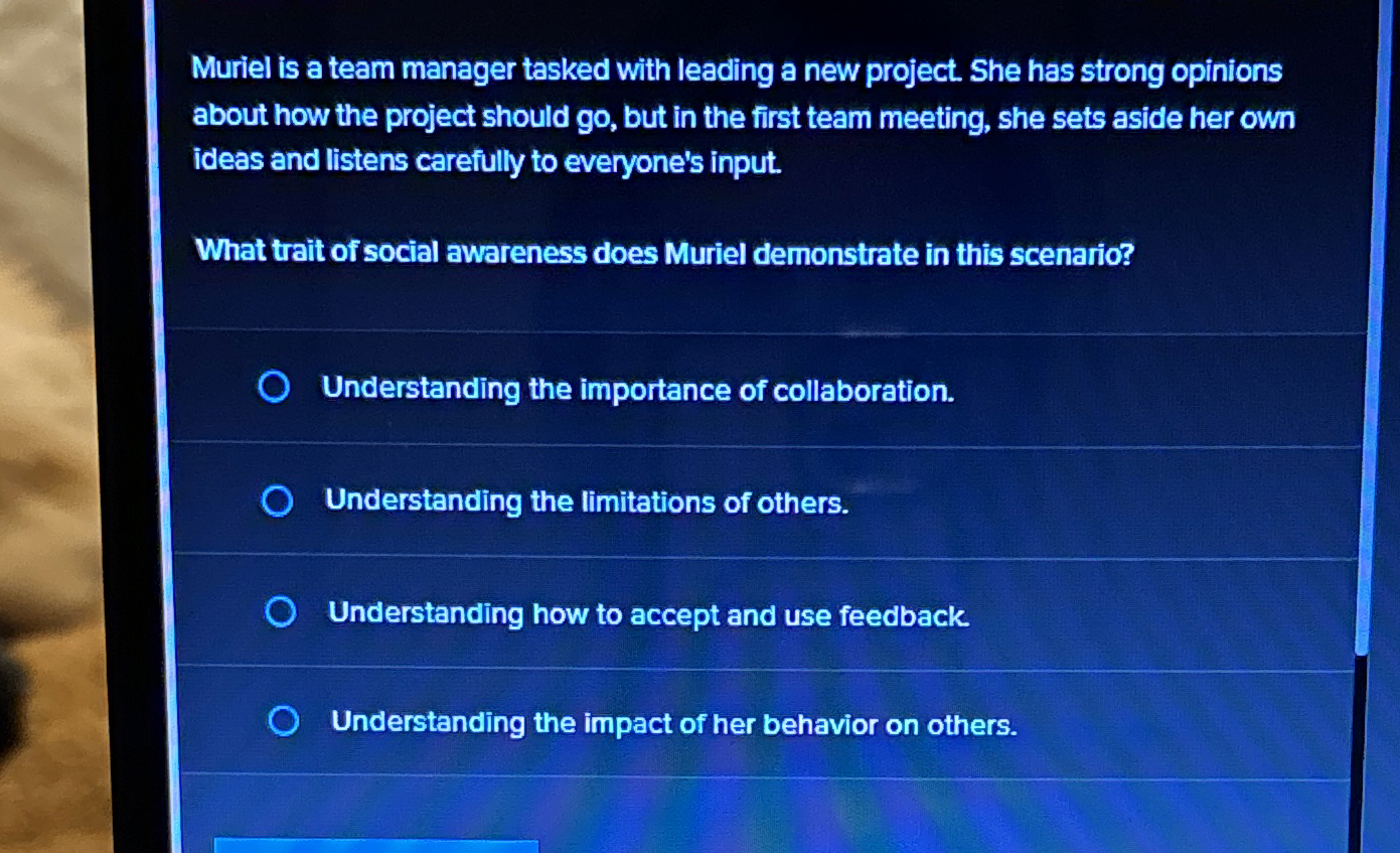 Muriel is a team manager tasked with leading a