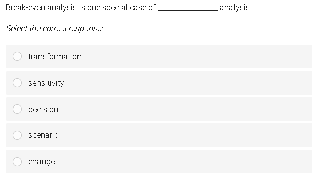Break - even analysis is one special case of