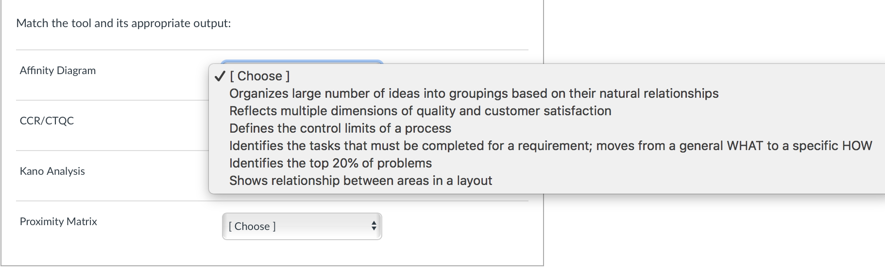 Match the tool and its appropriate output: