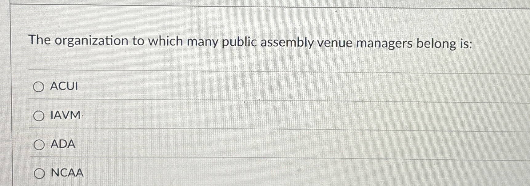 The organization to which many public assembly