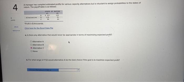 4 2 A manager has compiled estimated profits for