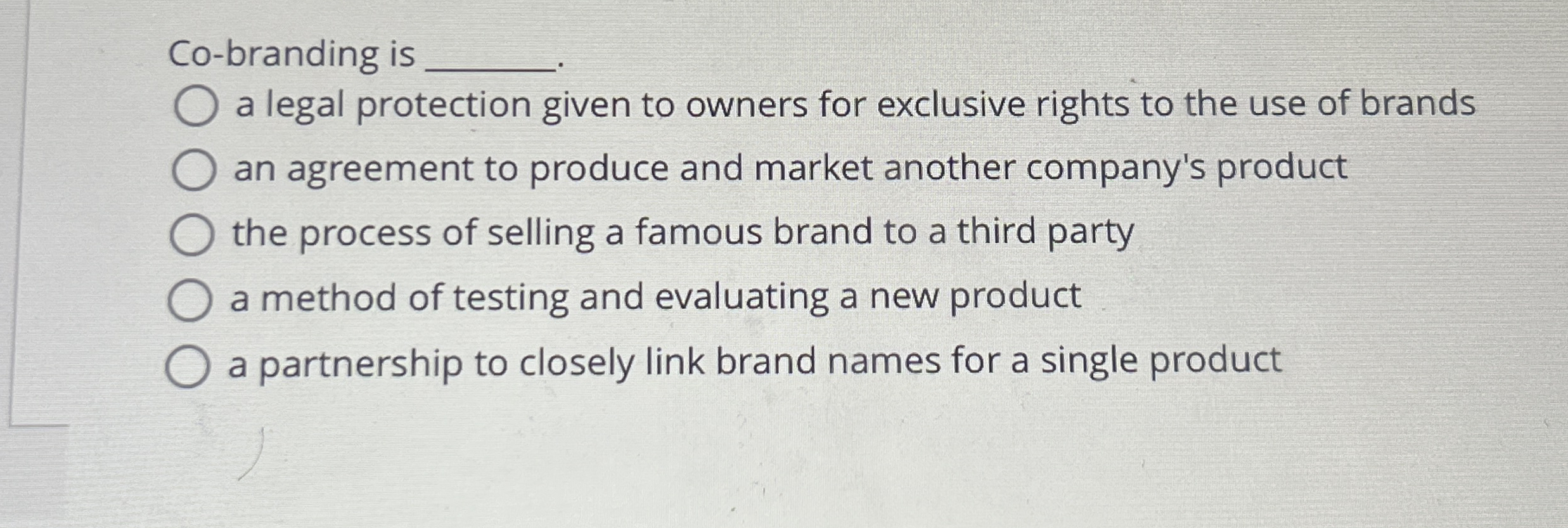 Co - branding is a legal protection given to