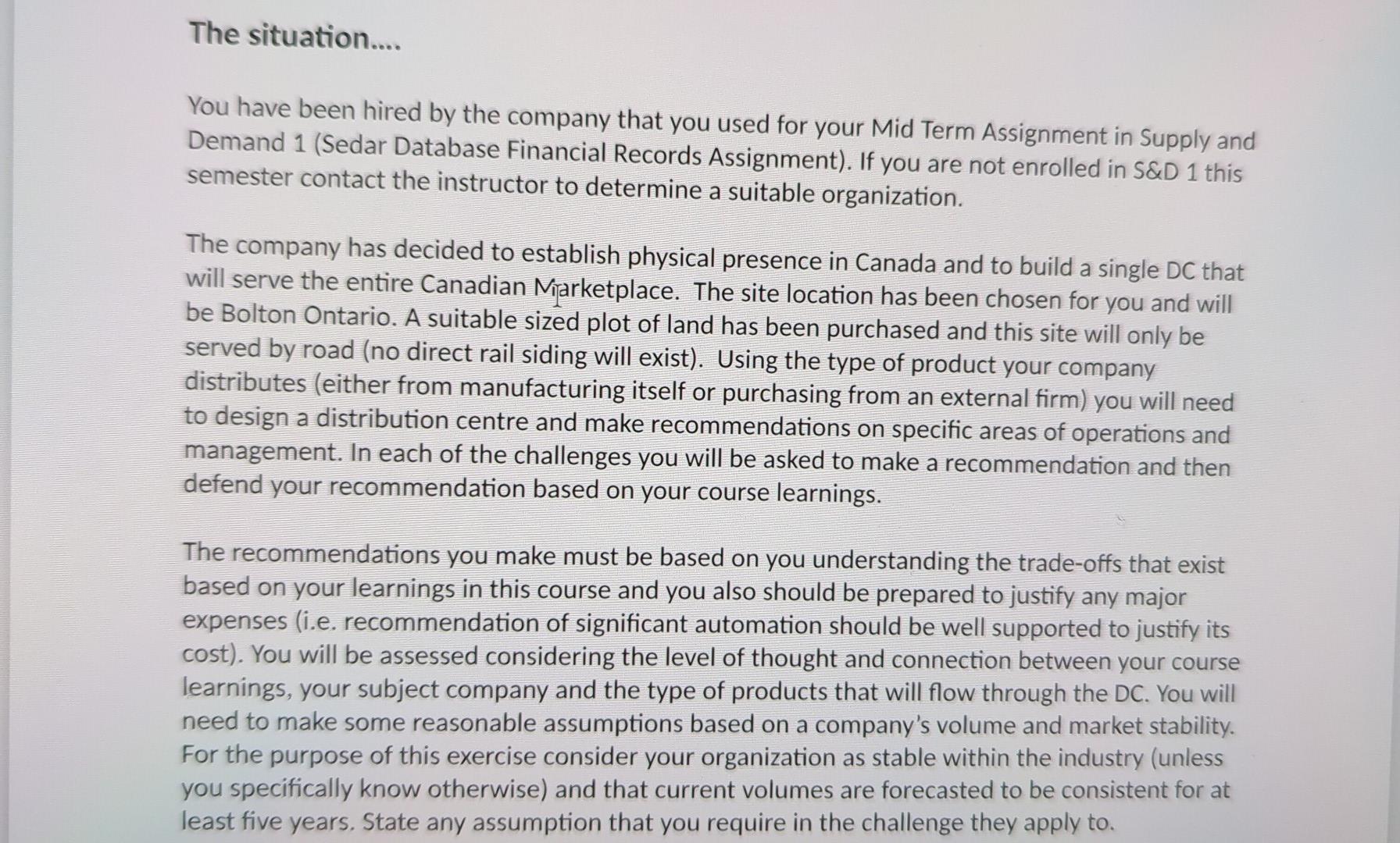 The situation.... You have been hired by the