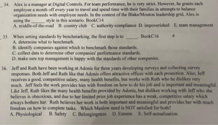 _ 34. Alex is a manager at Digital Controls. For