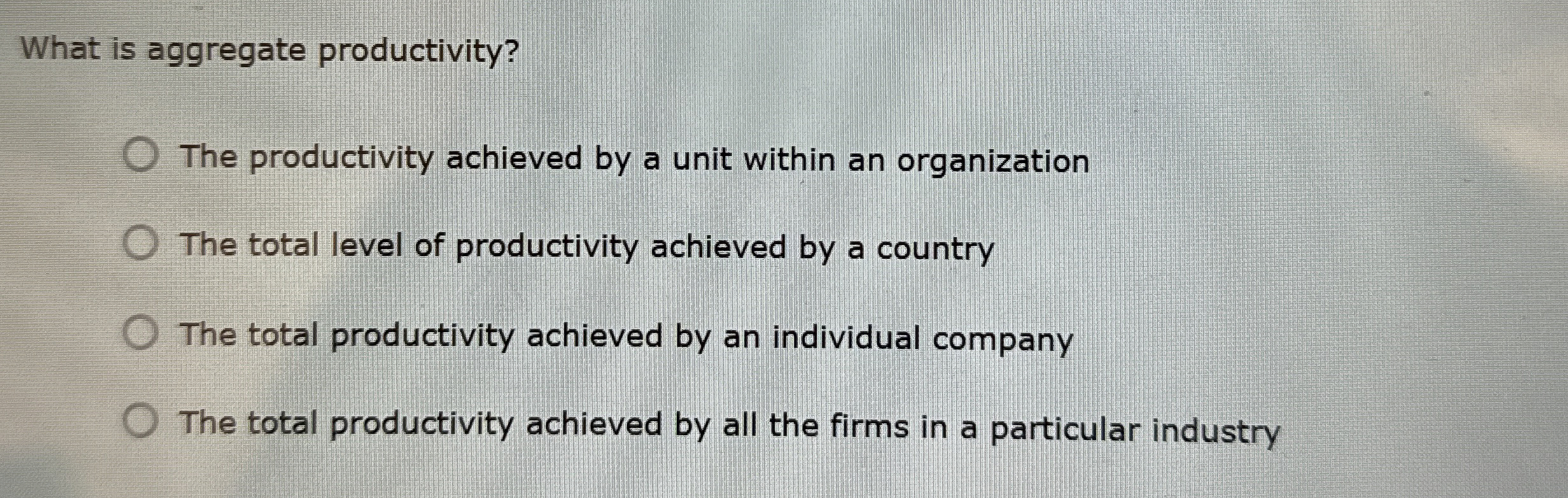 What is aggregate productivity? The productivity
