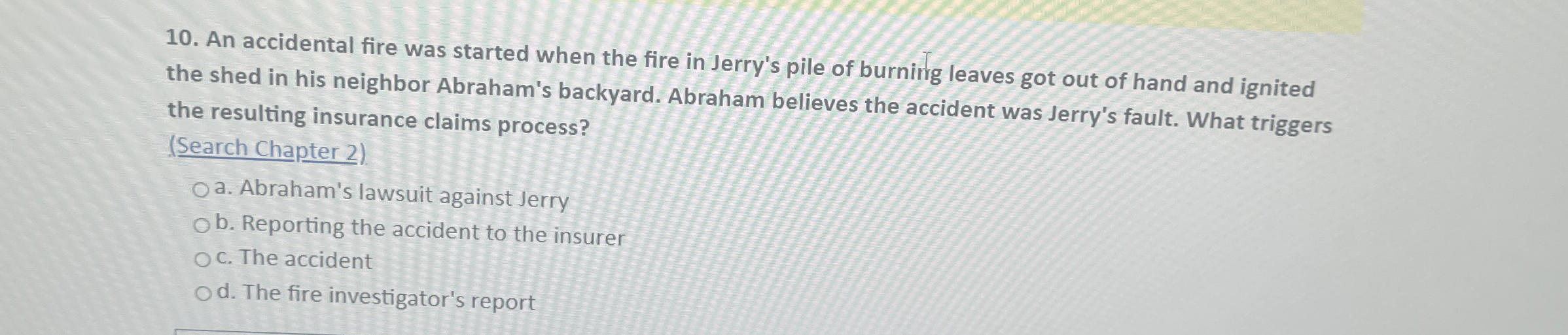 An accidental fire was started when the fire in