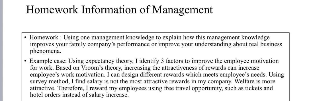 Homework Information of Management Homework :