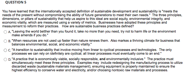 QUESTION 5 You have learned that the