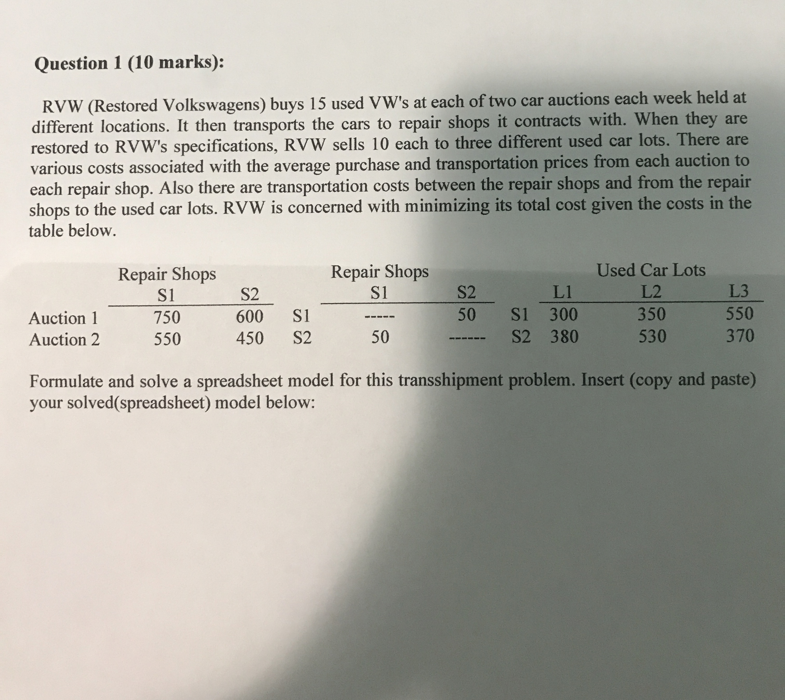 Question 1 ( 1 0 marks ) : RVW ( Restored