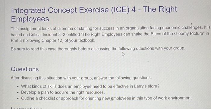 Integrated Concept Exercise (ICE) 4 - The Right