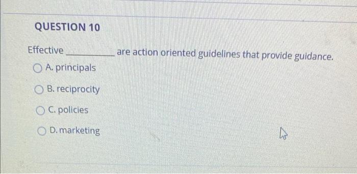 Question 9 & 10 QUESTION 10 Effective are action