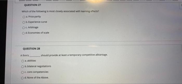 52 3 points QUESTION 25 Which strategy exerts the