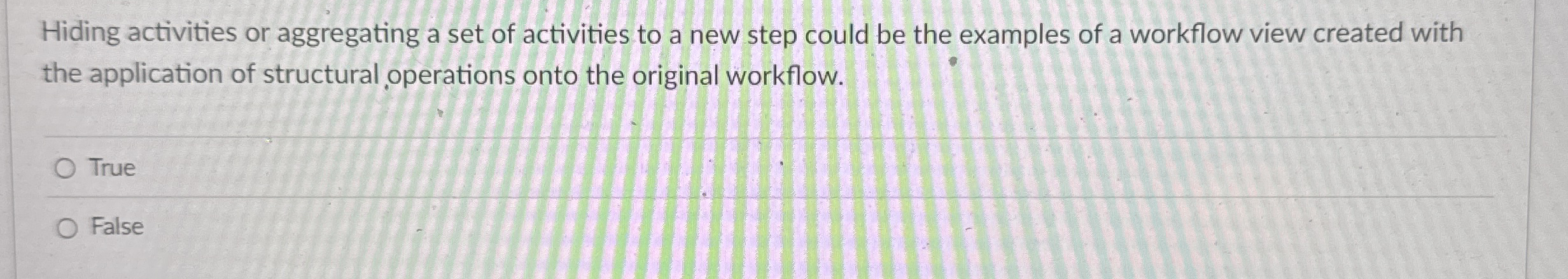 Hiding activities or aggregating a set of