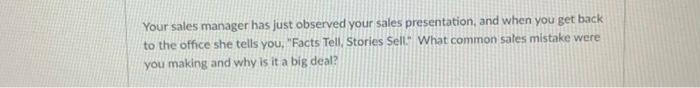 This is from a sales management course Your sales