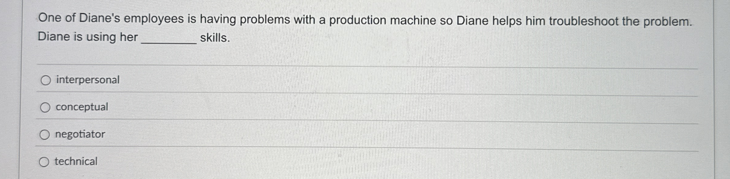 One of Diane's employees is having problems with