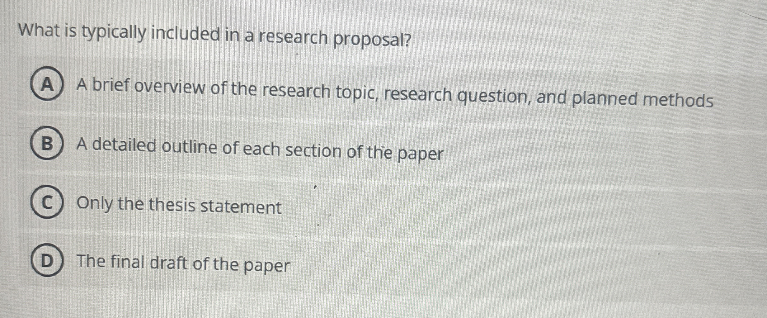 What is typically included in a research