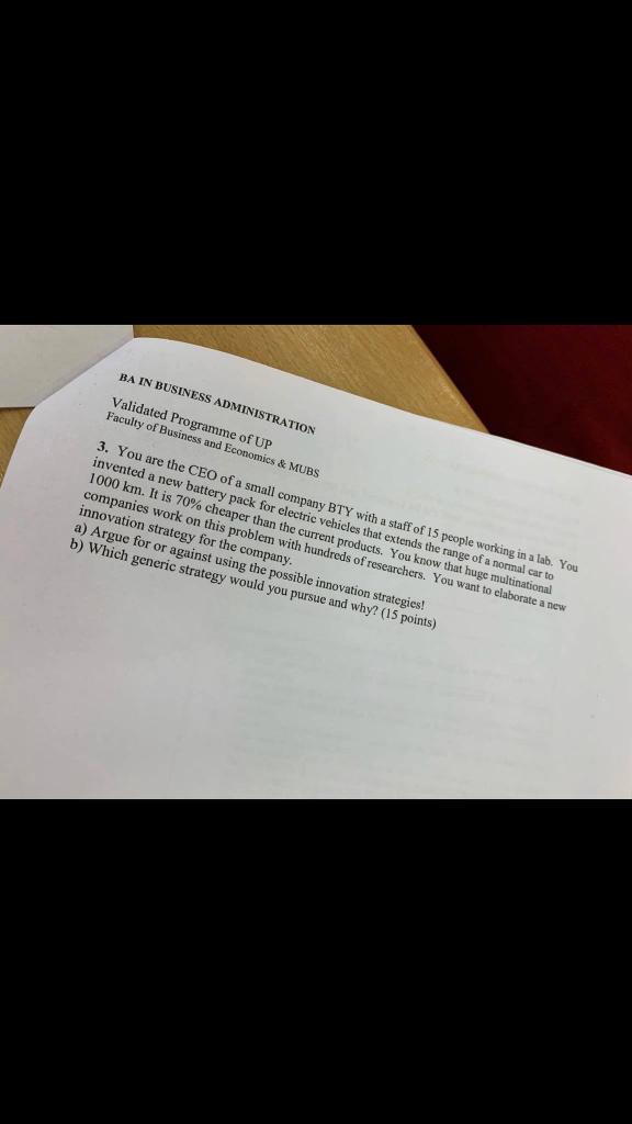 BA IN BUSINESS ADMINISTRATION Validated Programme