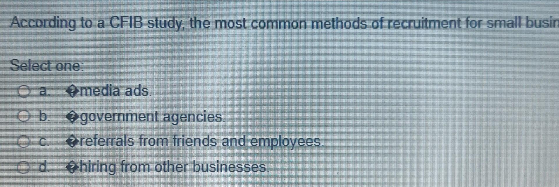 According to a CFIB study, the most common