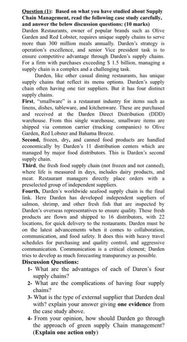 Question (1): Based on what you have studied