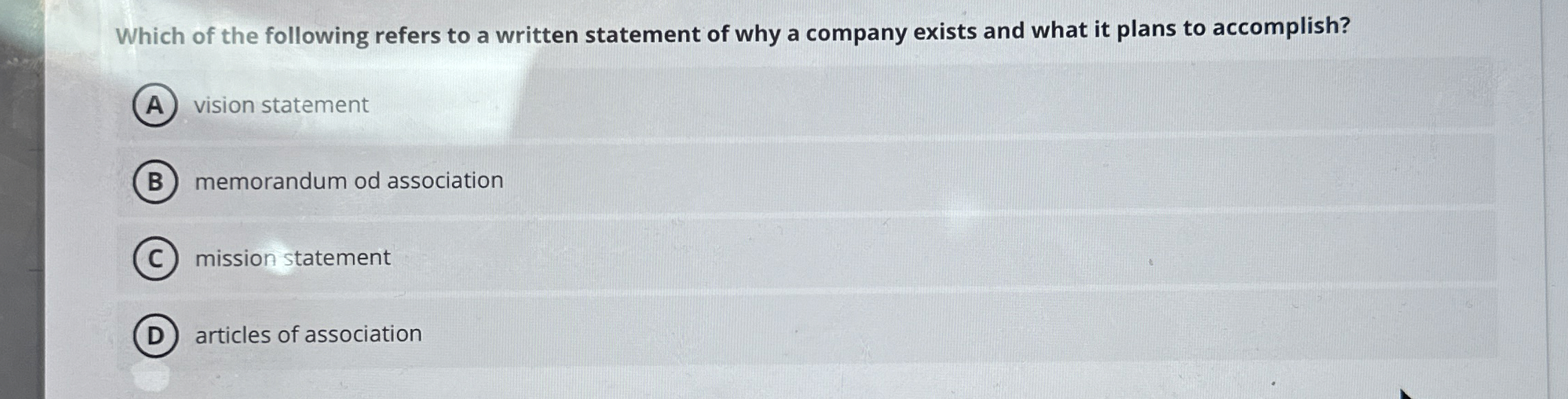 Which of the following refers to a written