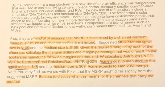 how do i set up the chart for MSRP Acme
