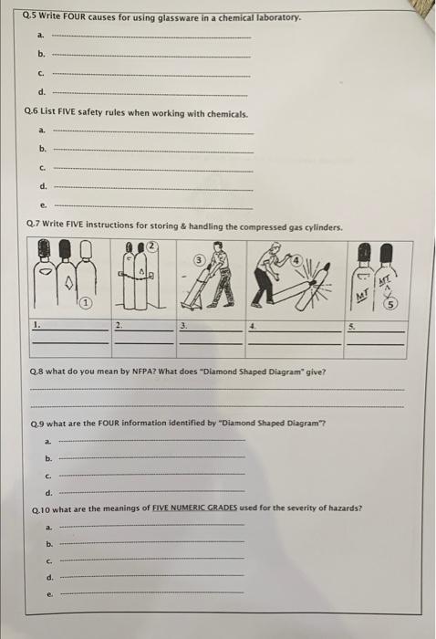 0.5 Write FOUR causes for using glassware in a