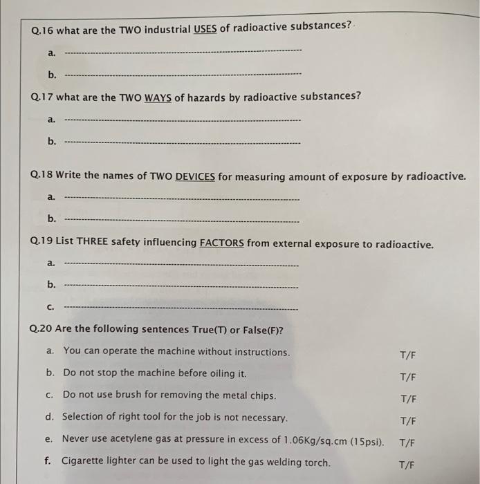 0.5 Write FOUR causes for using glassware in a