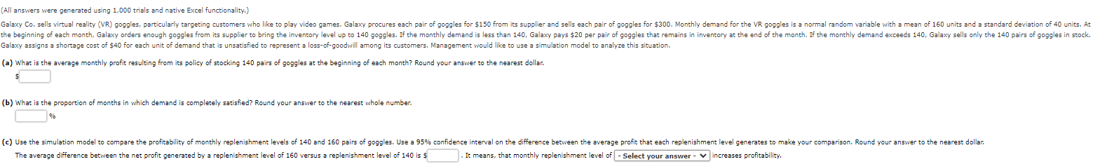 (All answers were generated using 1,000 trials