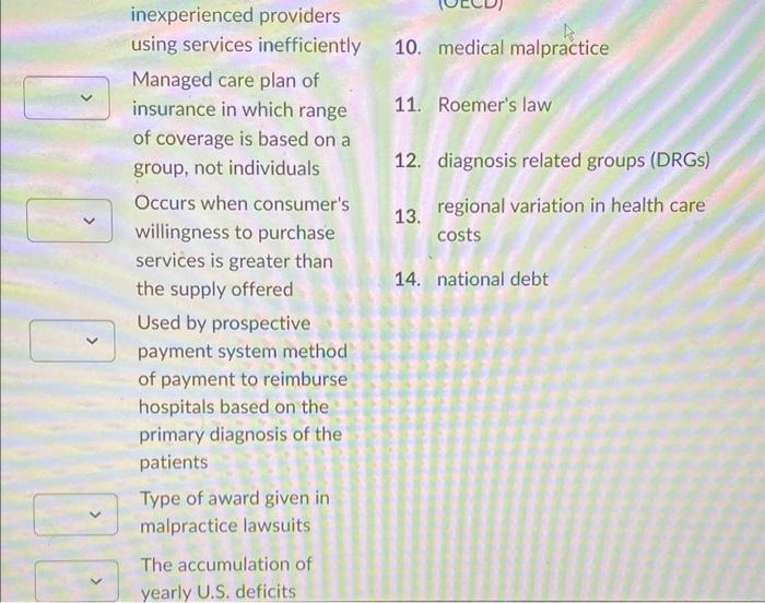 Match the term with the appropriate definition or