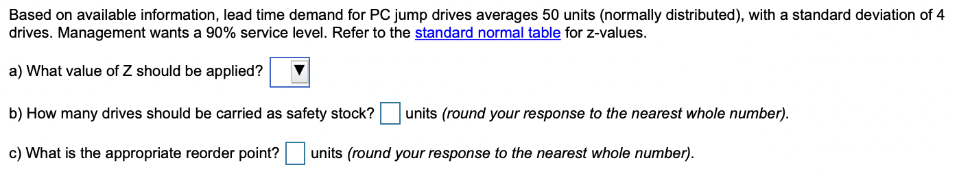 Based on available information, lead time demand
