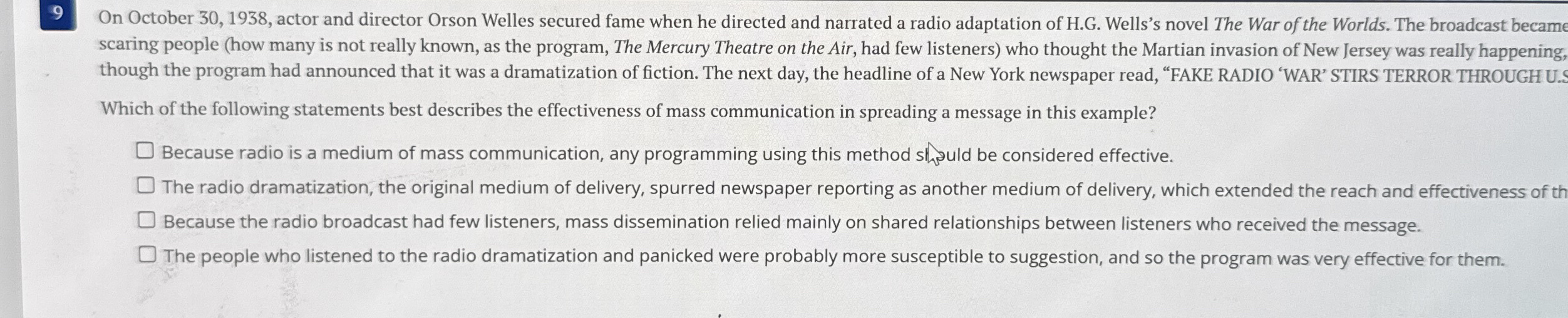 On October 3 0 , 1 9 3 8 , actor and director