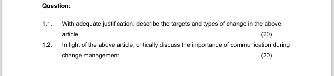 Question: 1 . 1 . With adequate justification,