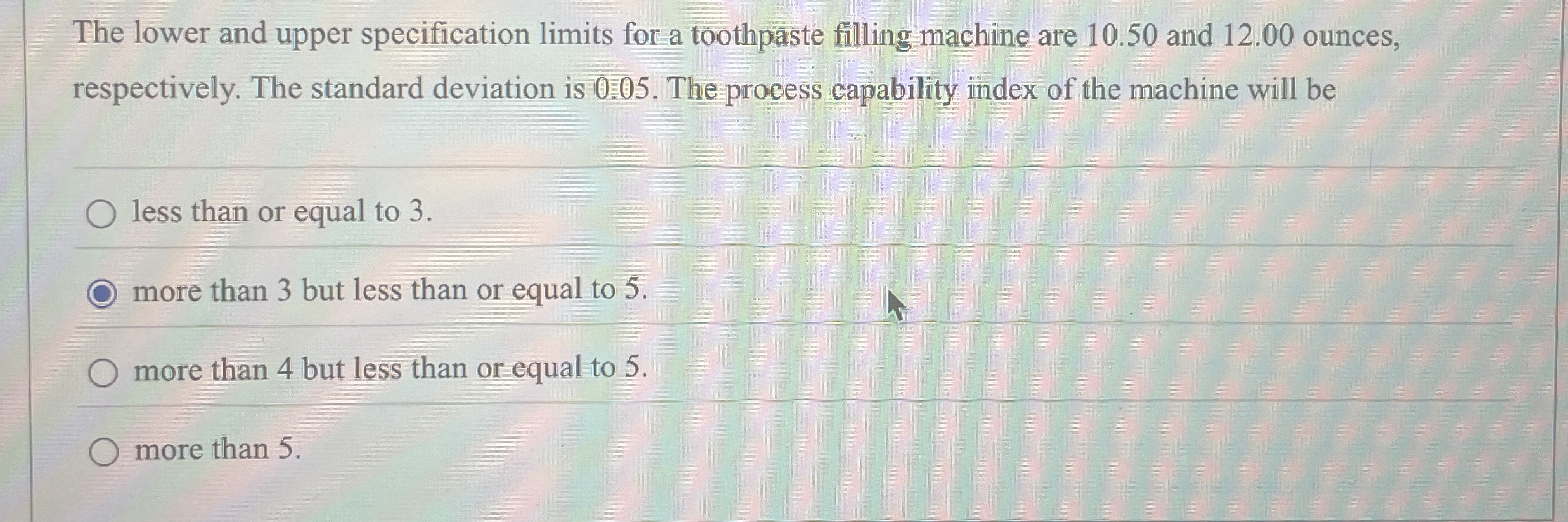 The lower and upper specification limits for a
