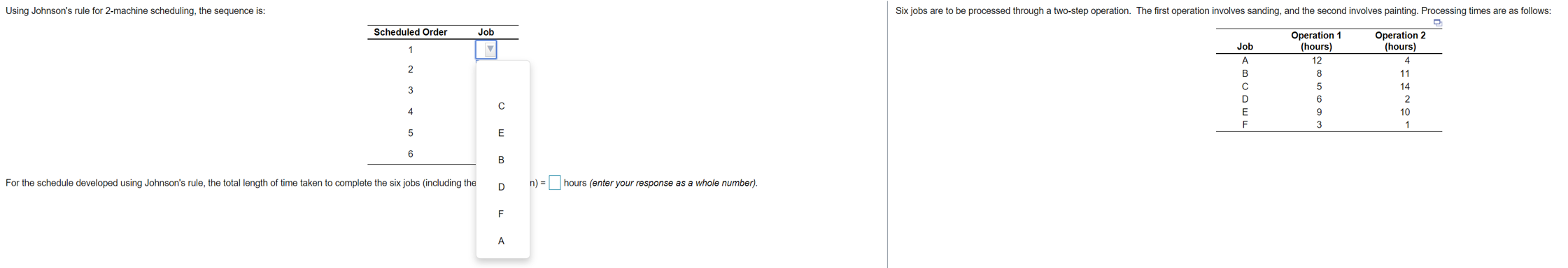 Using Johnson's rule for 2-machine scheduling,