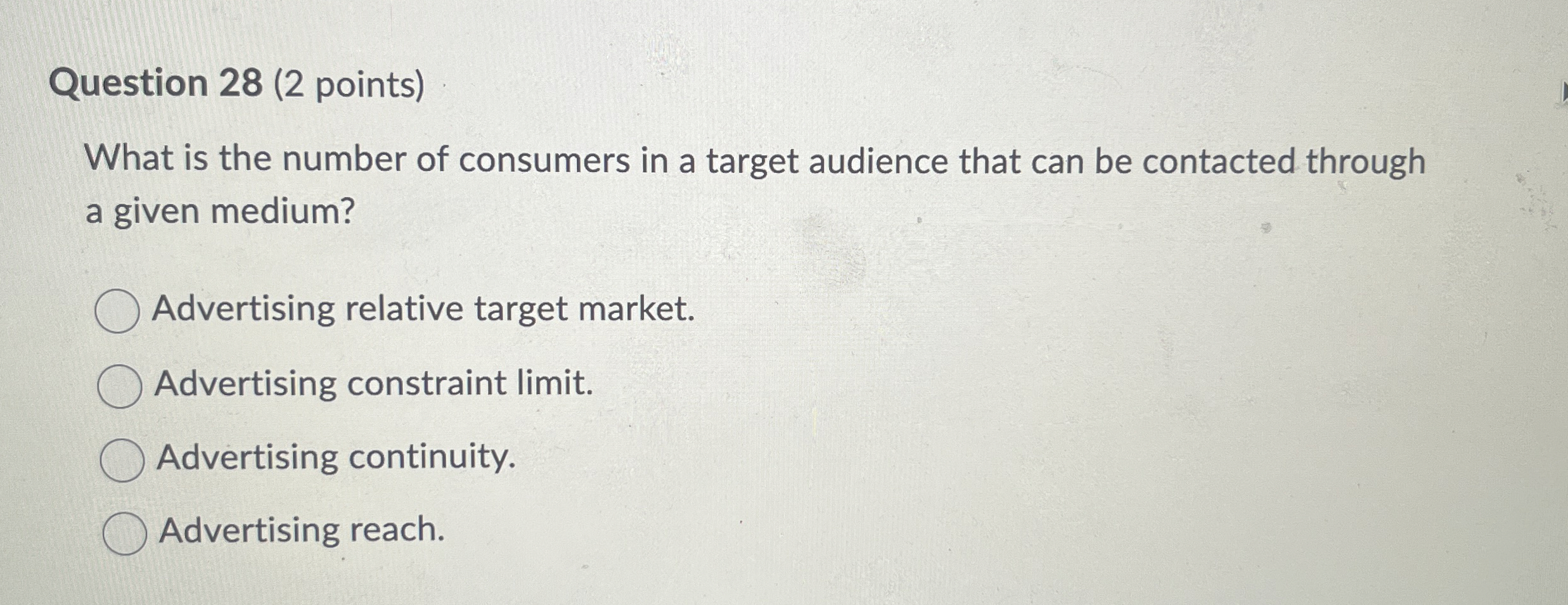 Question 2 8 ( 2 points ) What is the number of