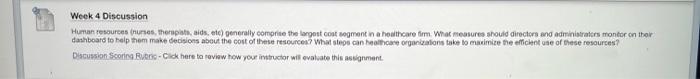 Week 4 Discussion Human resources nurses,