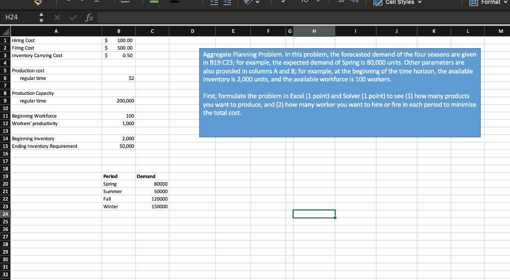 PLEASE SHOW SOLUTION ON EXCEL WITH FORMULAS Cell