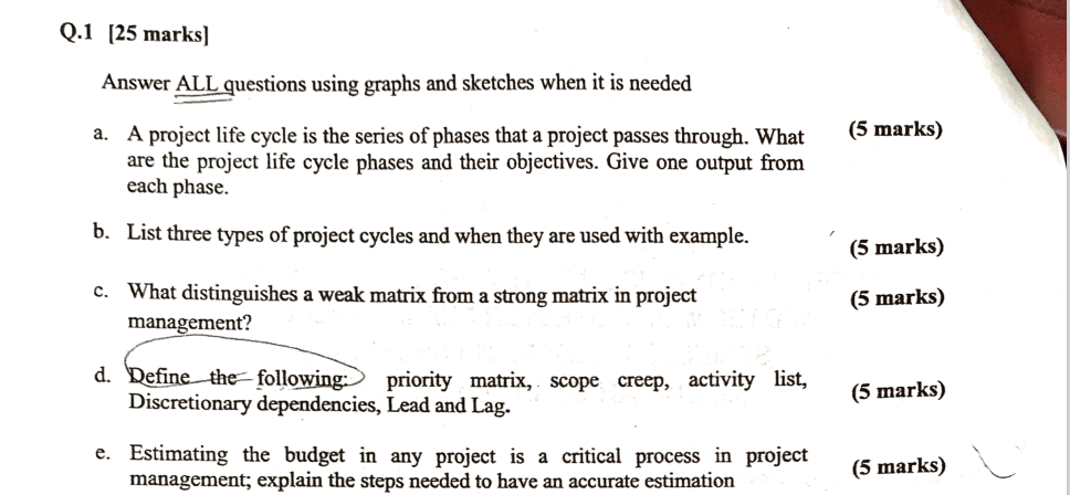 Q.1 [25 marks) Answer ALL questions using graphs