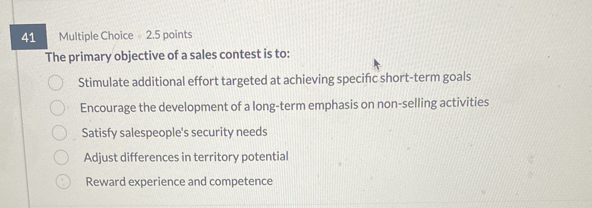 4 1 Multiple Choice 2 . 5 points The primary