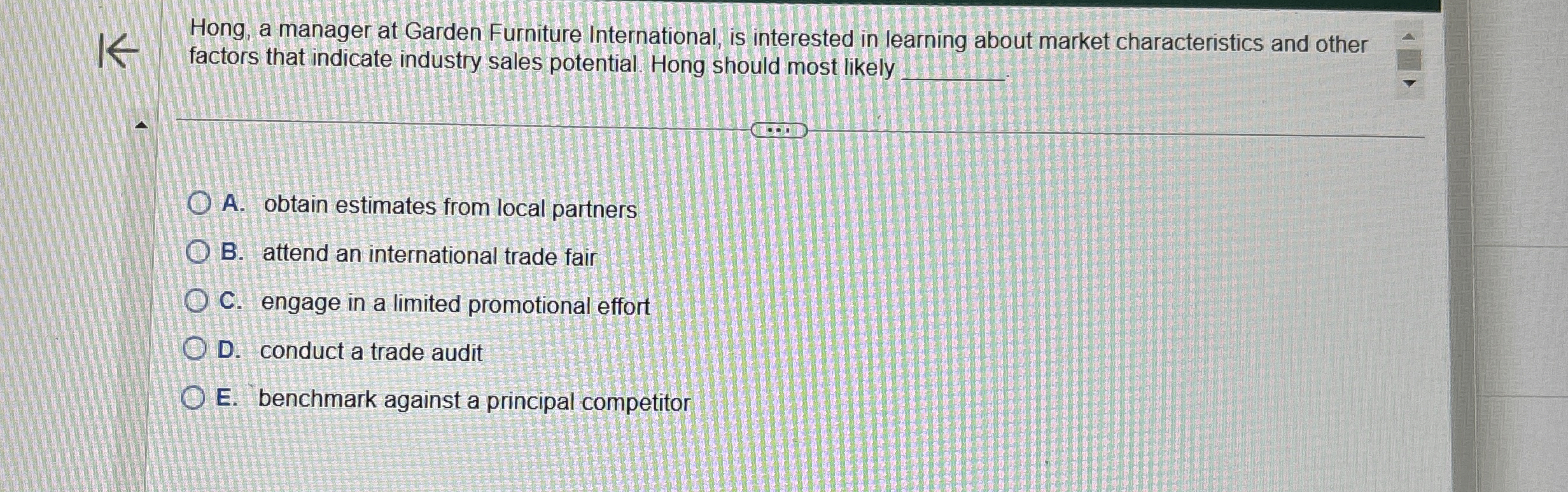 Hong, a manager at Garden Furniture