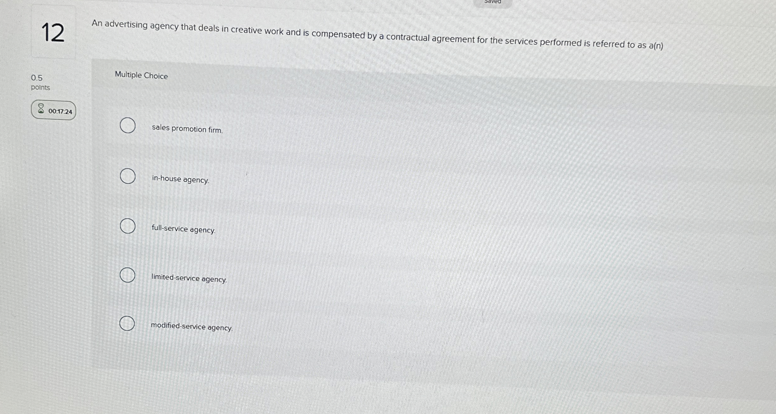 1 2 An advertising agency that deals in creative