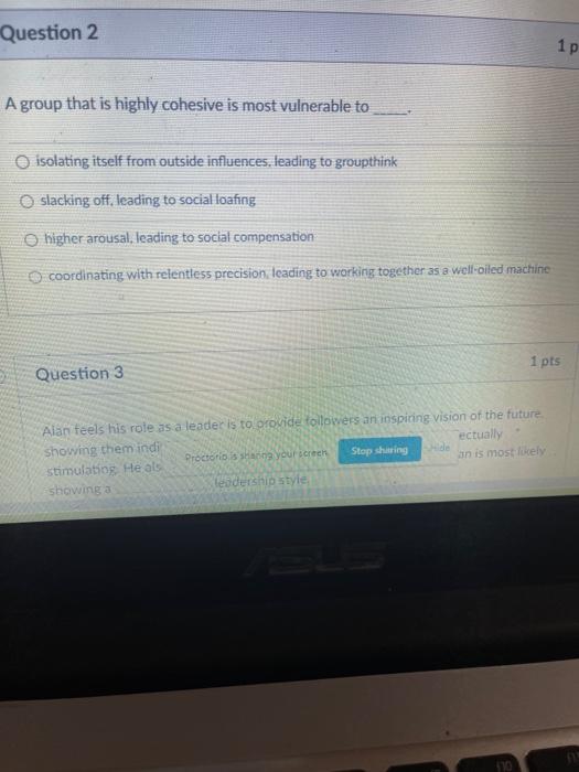 h Question 2 1 p A group that is highly cohesive