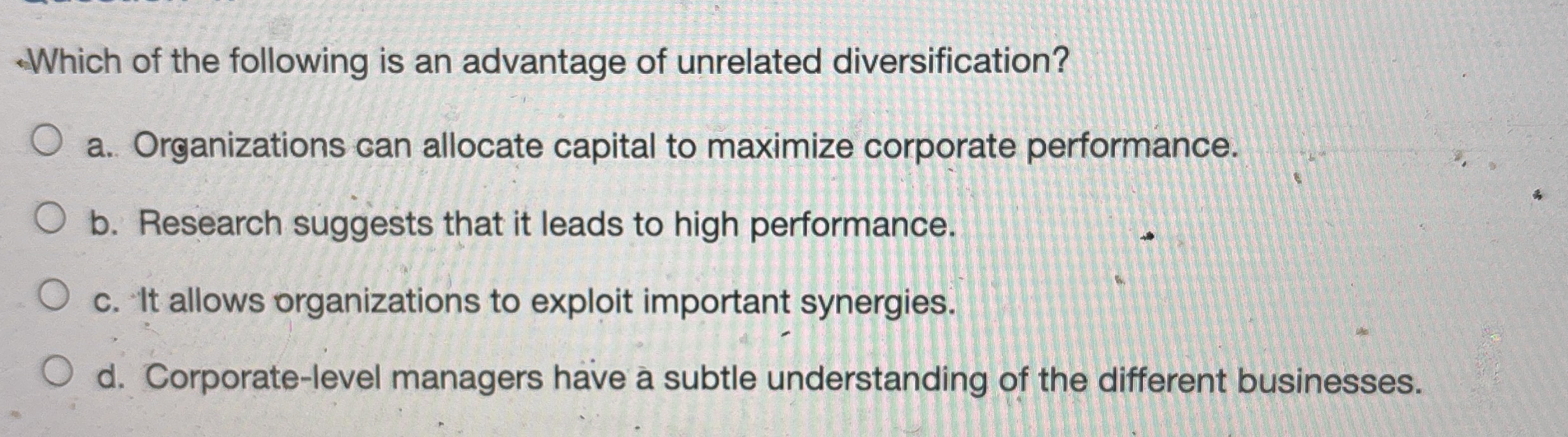 Which of the following is an advantage of