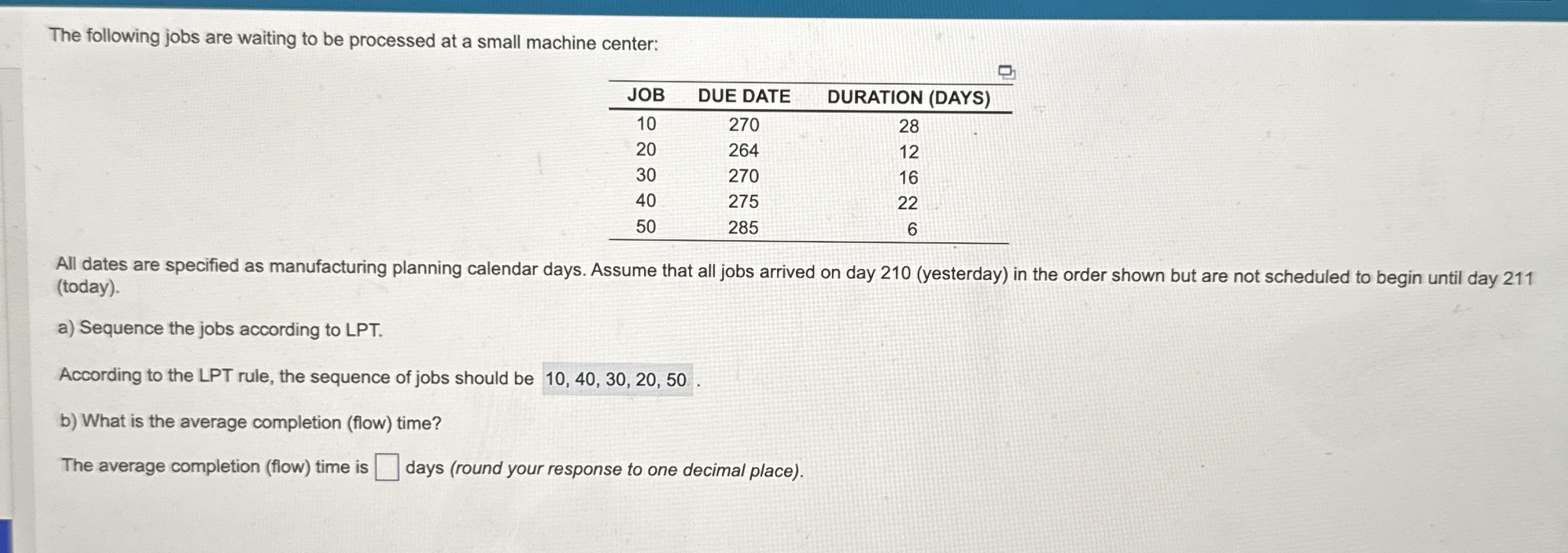 The following jobs are waiting to be processed at
