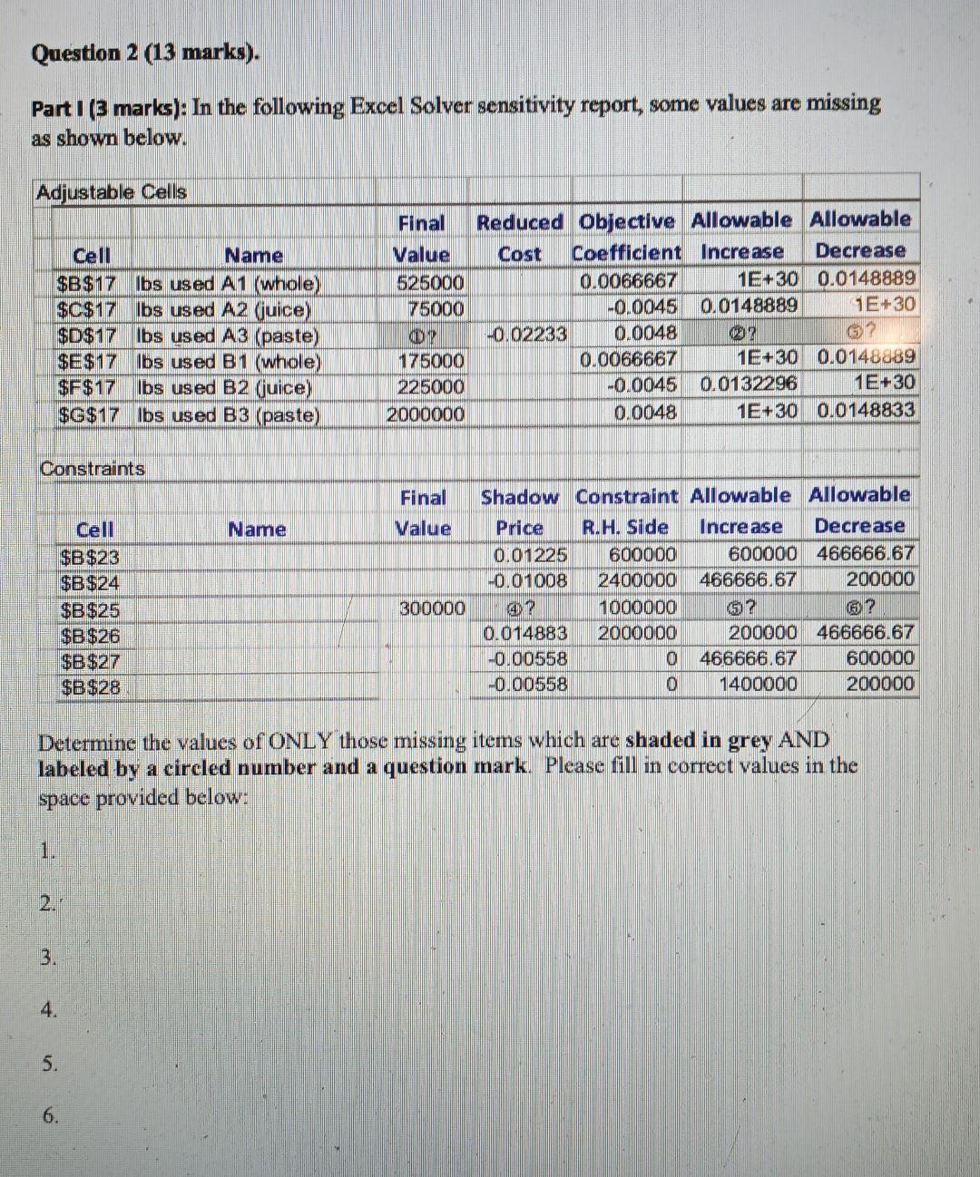 Question 2 (13 marks). Part 1 (3 marks): In the